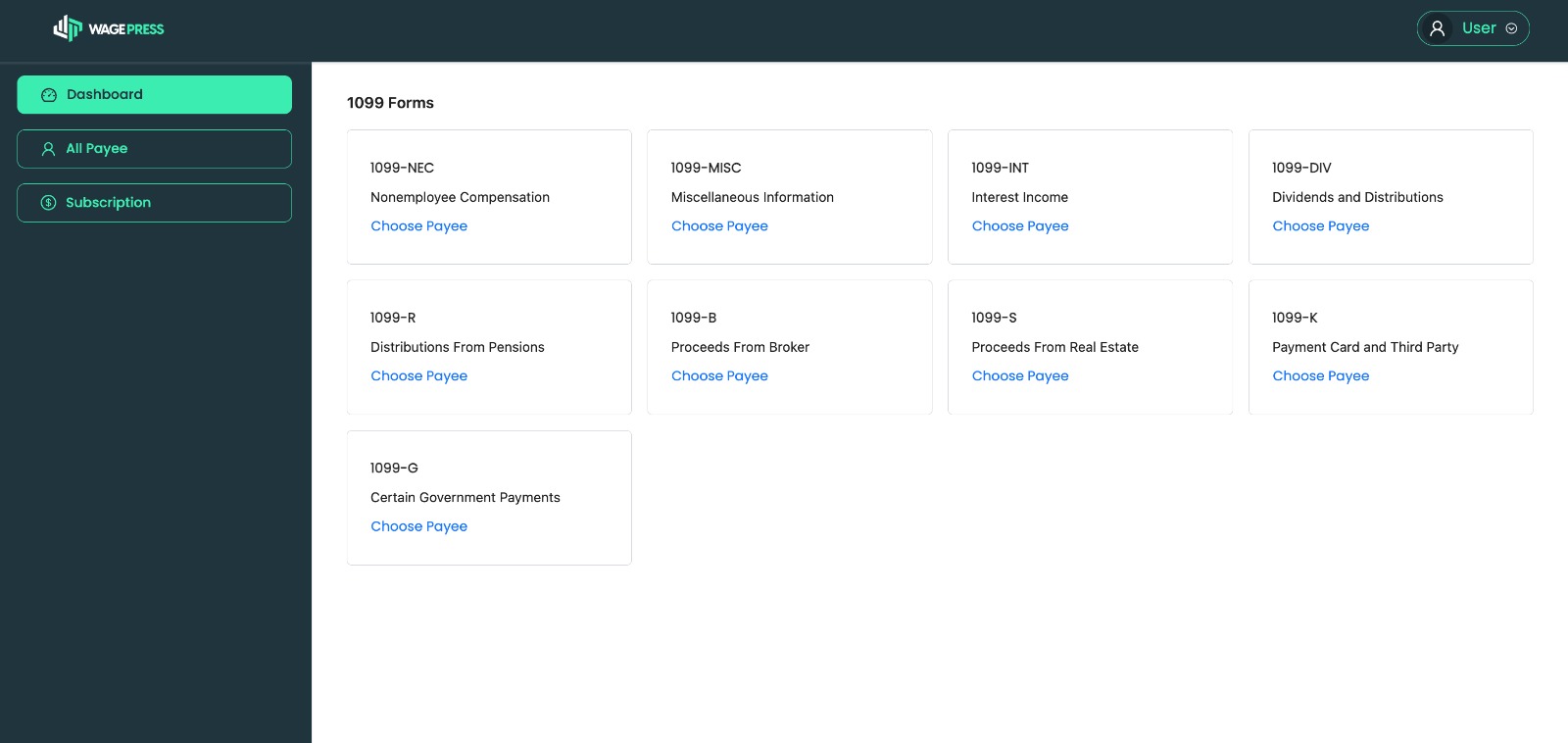 Free W-9 manager dashboard